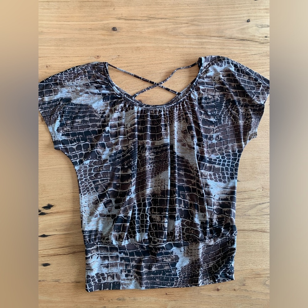AB Studio Strappy Round Neck Short‎ Sleeve Top Women’s Small Preloved Browns